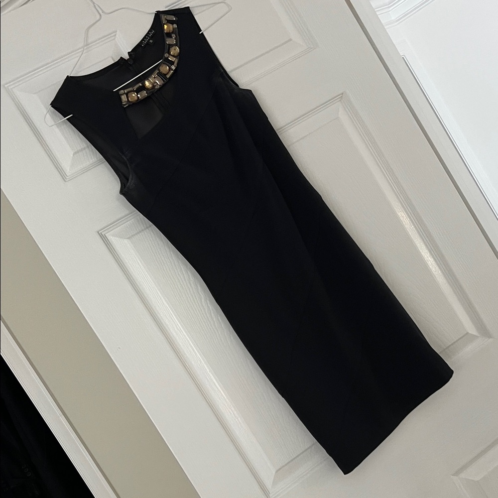 Chic Black Embellished Midi Dress